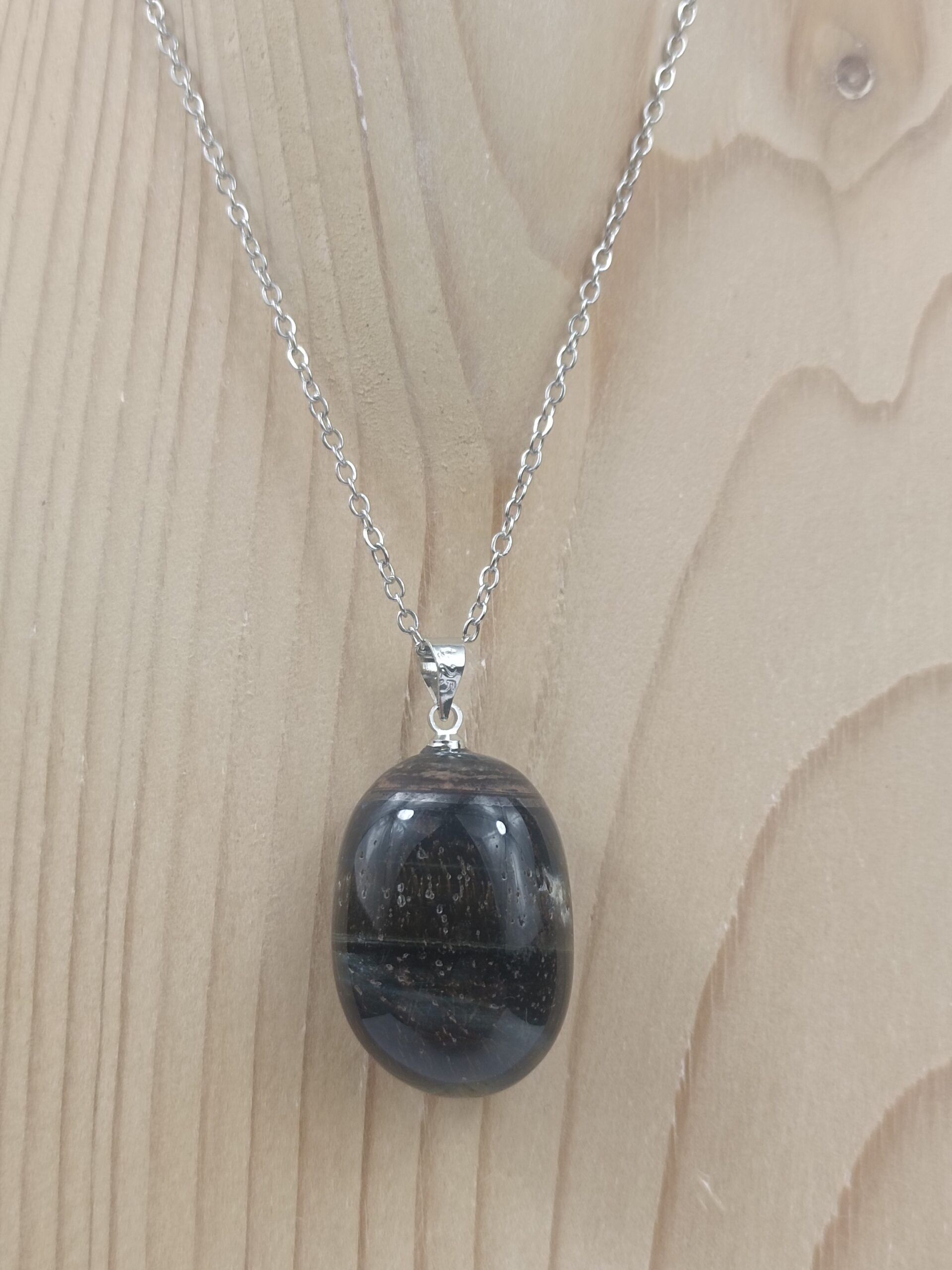 Collier Œil de faucon avec chaîne – Pierre naturelle d’Afrique du Sud
