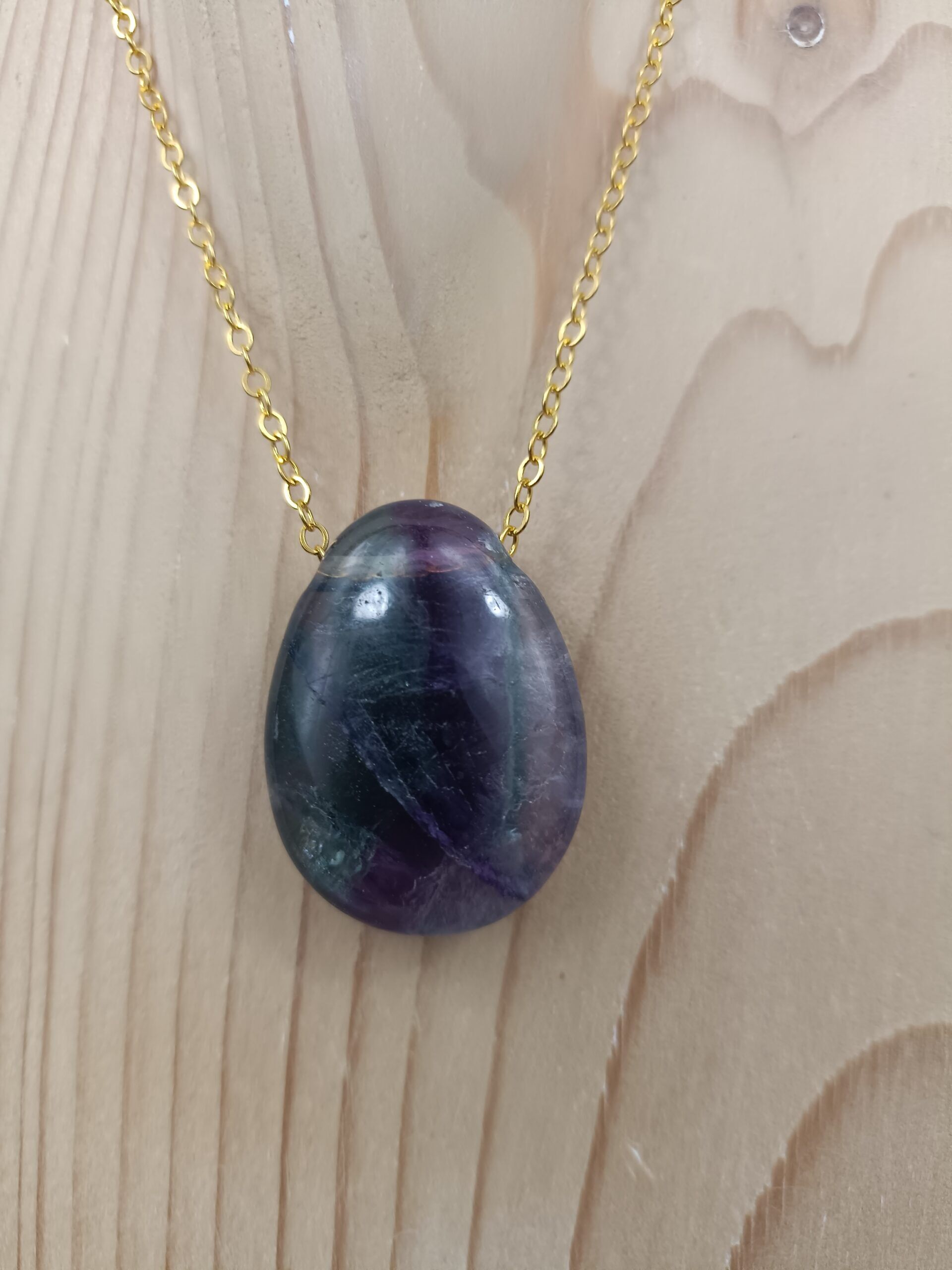 Collier Fluorine multicolore pierre percée naturelle qualité A – Image 2