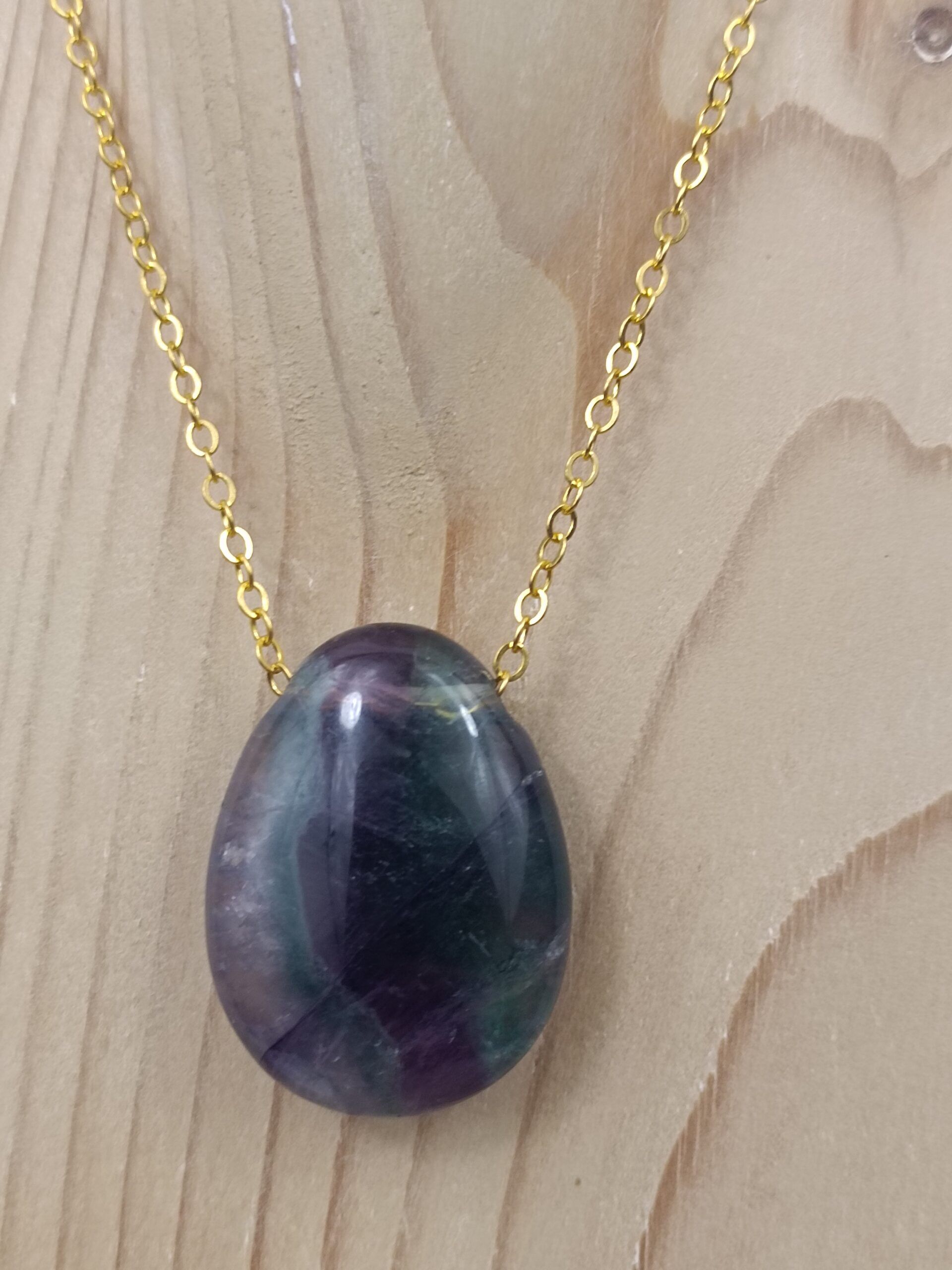 Collier Fluorine multicolore pierre percée naturelle qualité A – Image 3