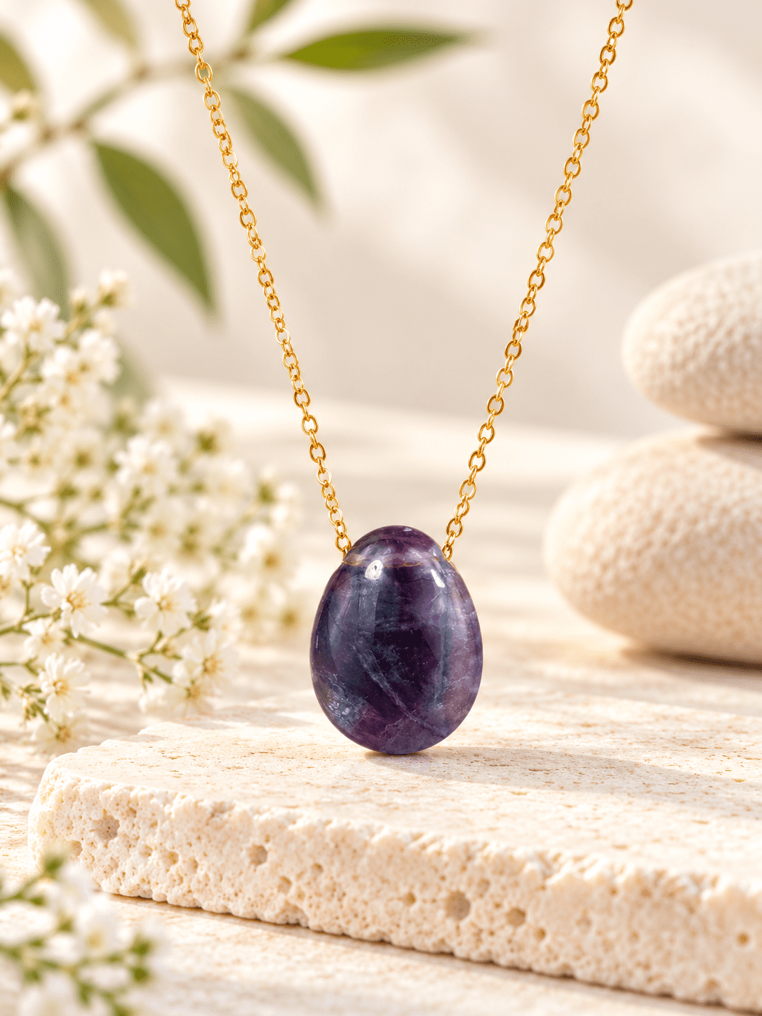 Collier Fluorine multicolore pierre percée naturelle qualité A